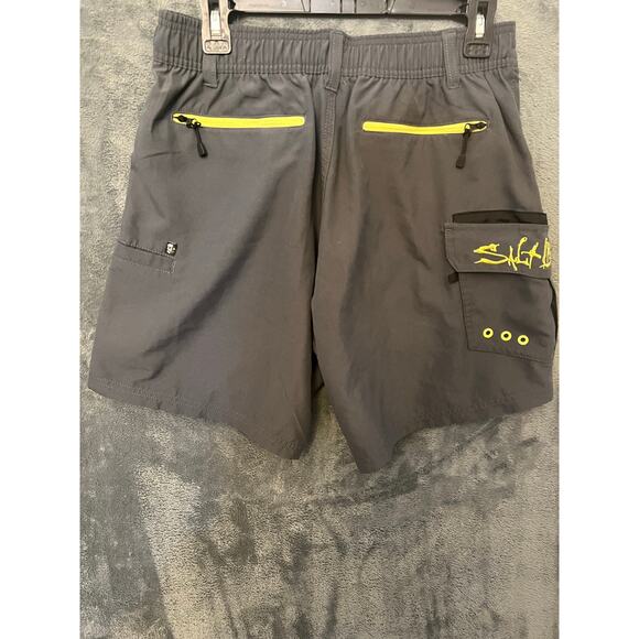 Salt Life SLX-QD boys gray/yw board shorts swim trunks sz M beach swim fish surf - Picture 3 of 3